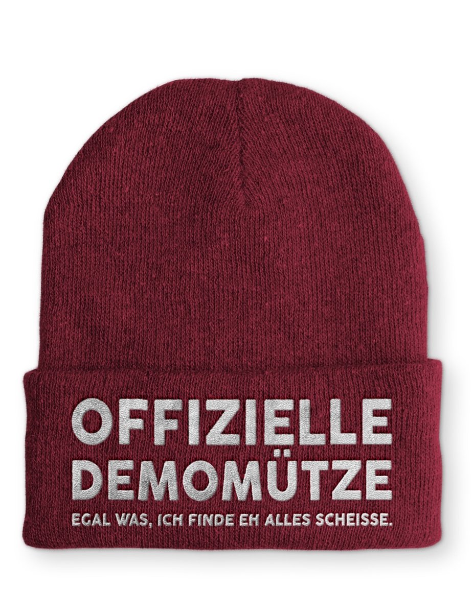 Offizielle Demomütze egal was, ich finde eh alles scheisse Statement Beanie Mütze mit Spruch - Schwarzer - Kaffee