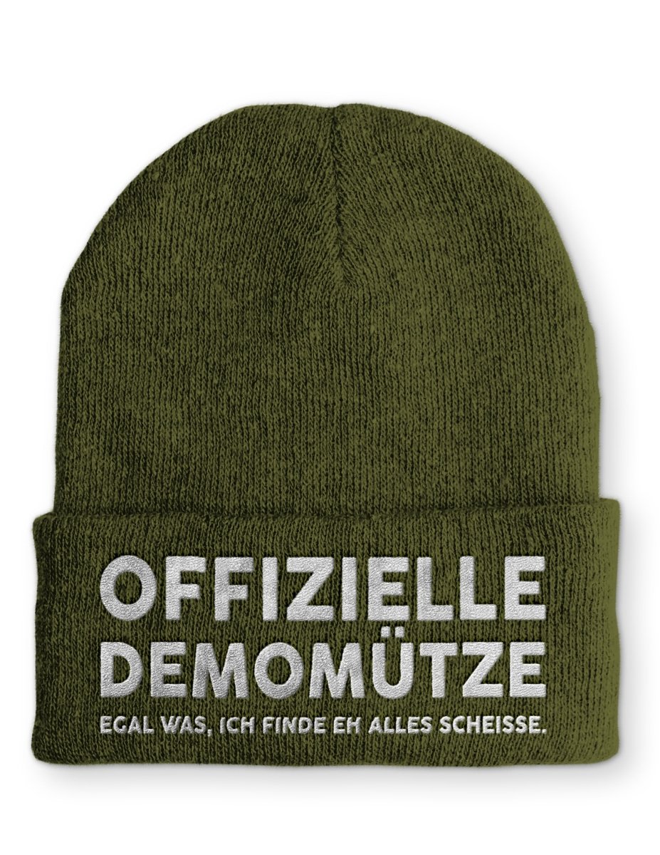 Offizielle Demomütze egal was, ich finde eh alles scheisse Statement Beanie Mütze mit Spruch - Schwarzer - Kaffee