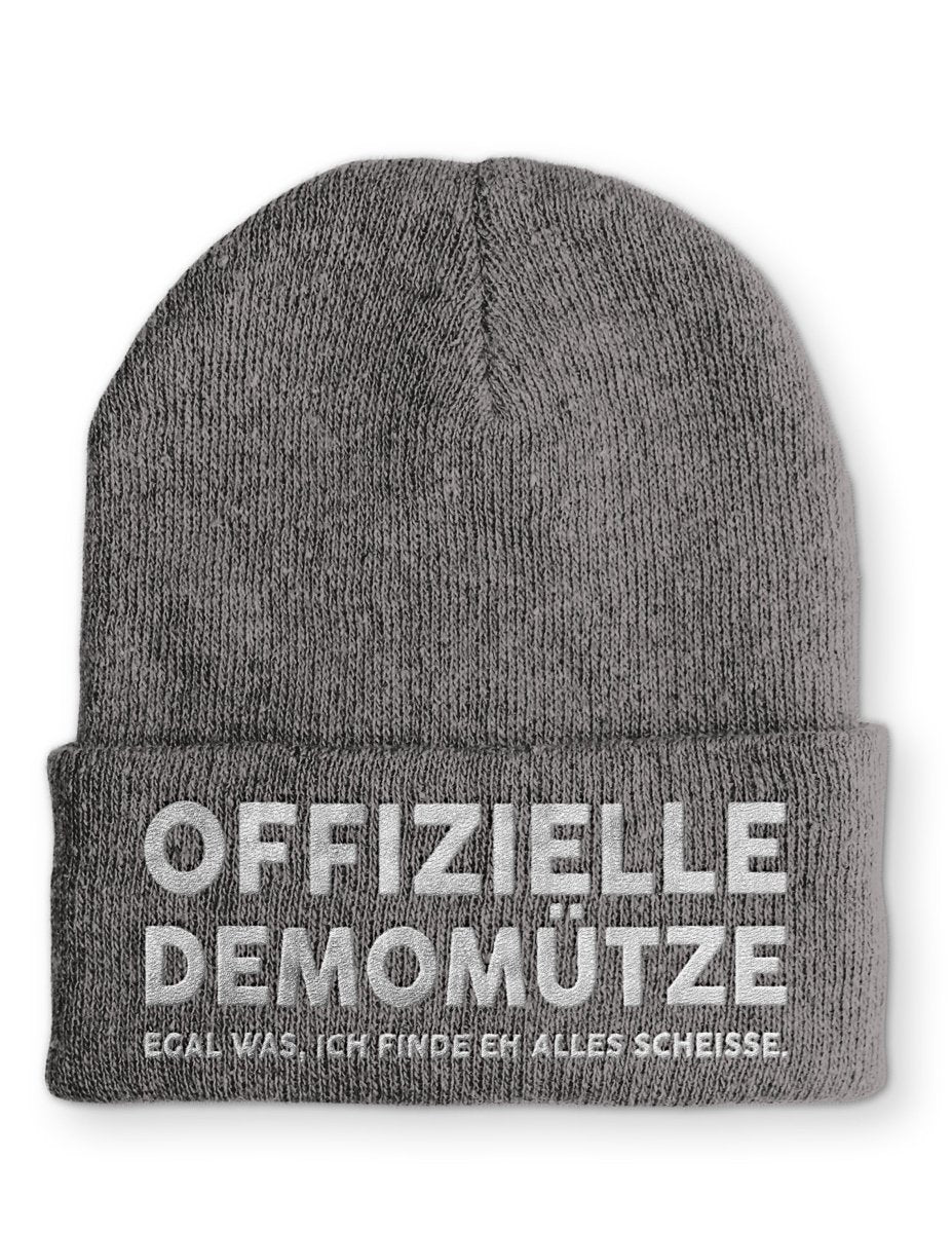 Offizielle Demomütze egal was, ich finde eh alles scheisse Statement Beanie Mütze mit Spruch - Schwarzer - Kaffee
