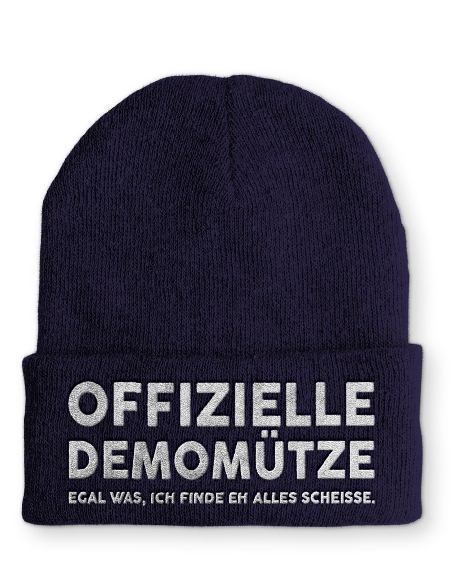 Offizielle Demomütze egal was, ich finde eh alles scheisse Statement Beanie Mütze mit Spruch - Schwarzer - Kaffee