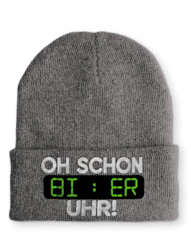 Oh schon Bier Uhr Statement Beanie Mütze mit Spruch - tshirtladen - Mütze