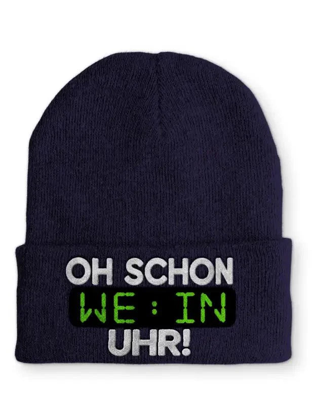 Oh schon Wein Uhr Statement Beanie Mütze mit Spruch - tshirtladen - Mütze