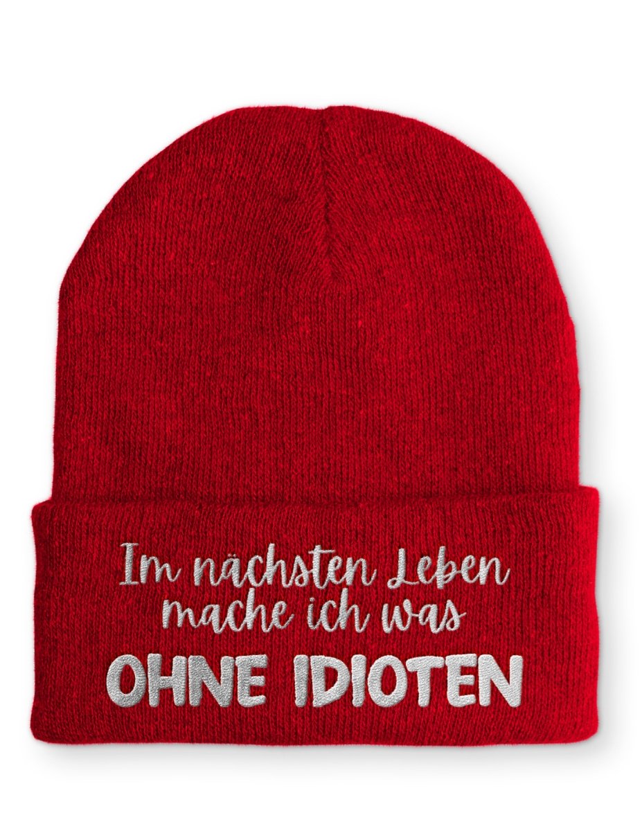 Ohne Idioten Statement Beanie Mütze mit Spruch - Schwarzer - Kaffee