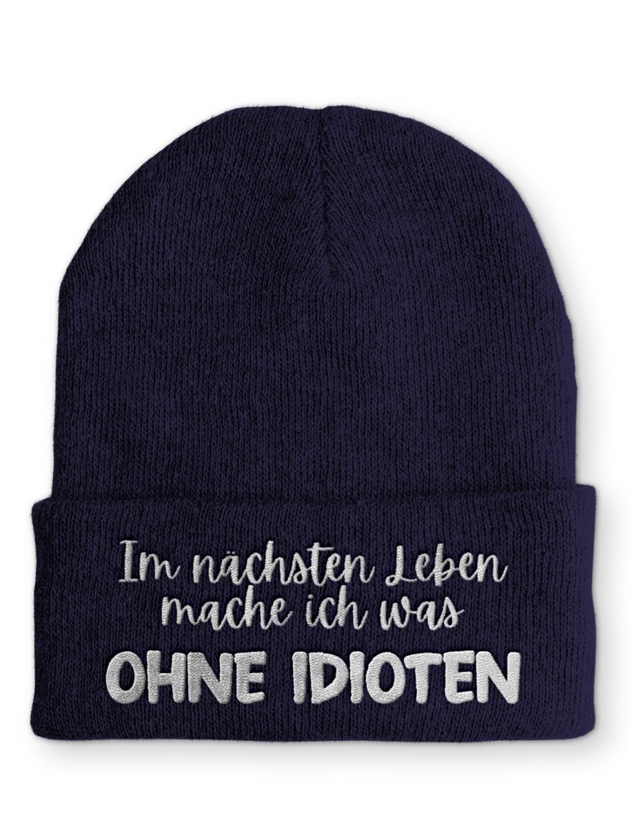 Ohne Idioten Statement Beanie Mütze mit Spruch - Schwarzer - Kaffee