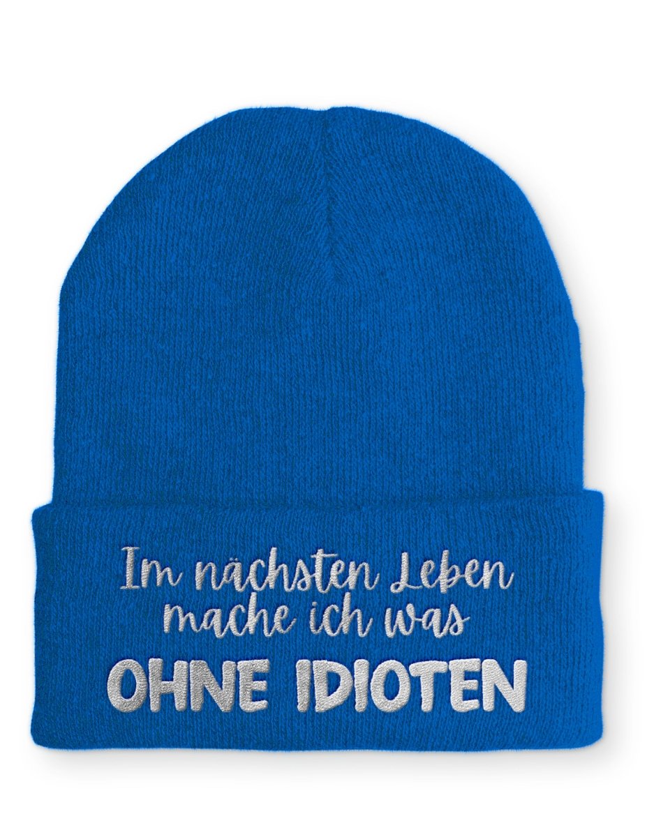 Ohne Idioten Statement Beanie Mütze mit Spruch - Schwarzer - Kaffee