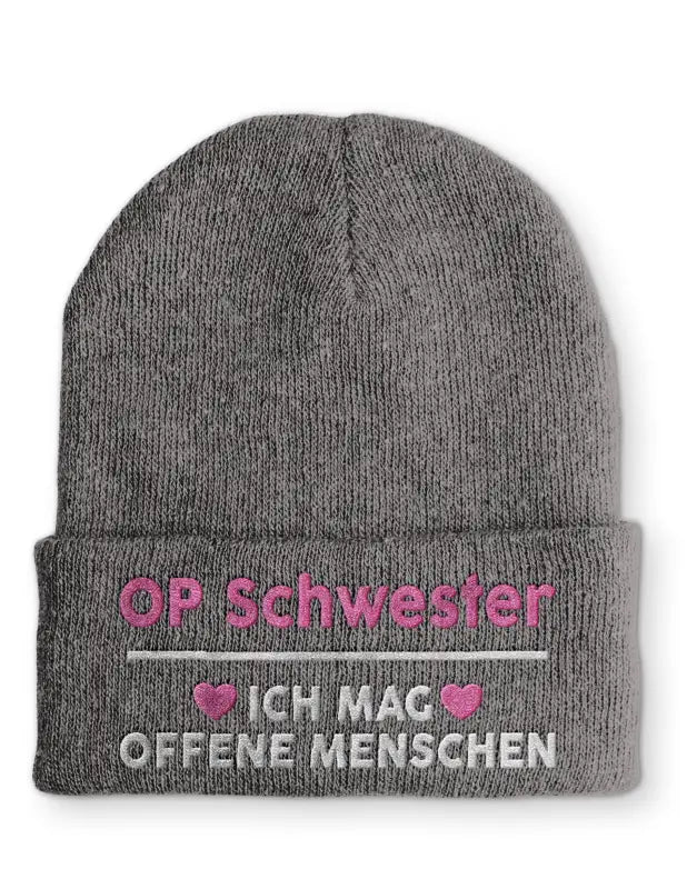 OP Schwester Ich mag offene Menschen Statement Beanie Mütze mit Spruch - tshirtladen - Mütze