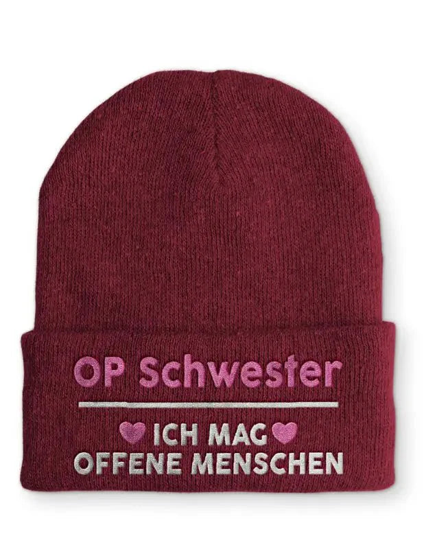 OP Schwester Ich mag offene Menschen Statement Beanie Mütze mit Spruch - tshirtladen - Mütze