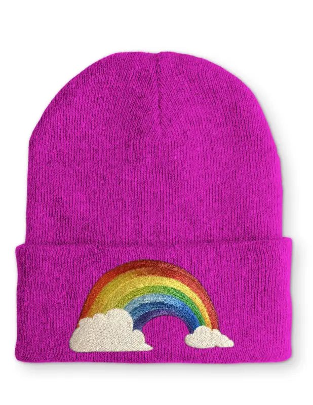 Regenbogen mit Wolken Statement Beanie Mütze mit Spruch - tshirtladen - Mütze
