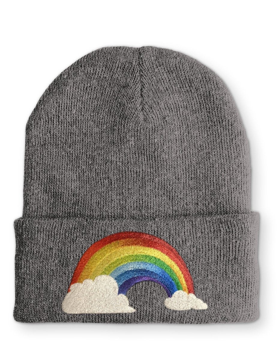 Regenbogen mit Wolken Statement Beanie Mütze mit Spruch - Schwarzer - Kaffee