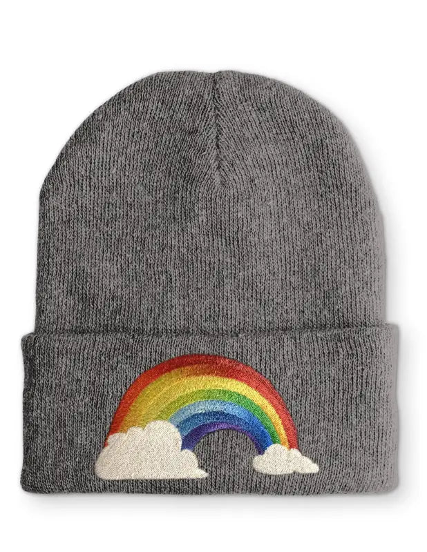 Regenbogen mit Wolken Statement Beanie Mütze mit Spruch - tshirtladen - Mütze