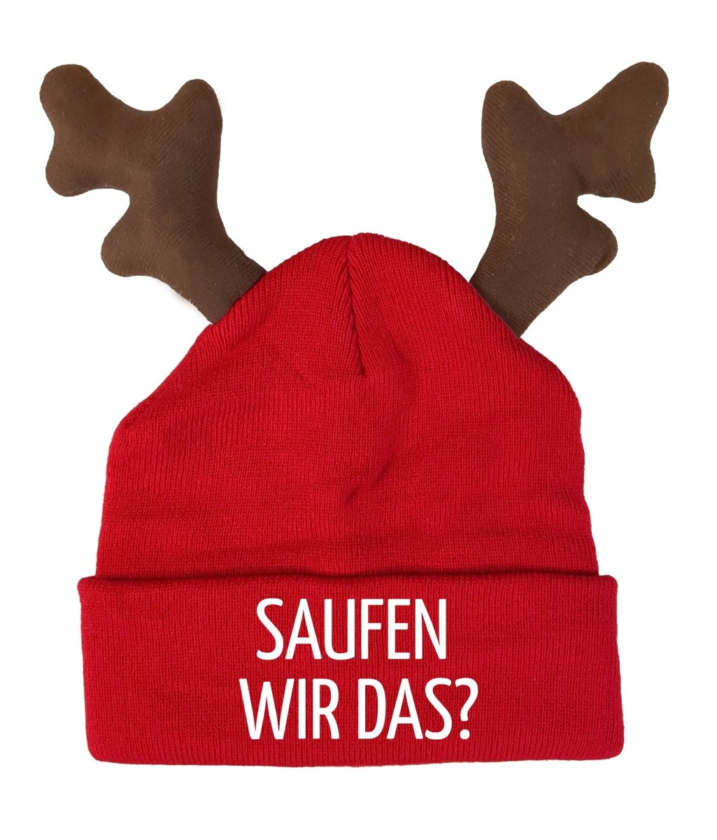 RENTIER STRICKMÜTZE SAUFEN WIR DAS? STATEMENT BEANIE ELCH MÜTZE MIT SPRUCH - Schwarzer - Kaffee