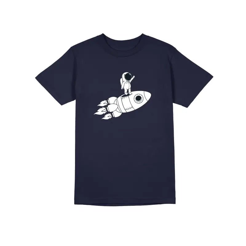 Rum And Rocket Waving Astronaut Herren T-Shirt Biobaumwolle - Schwarzer - Kaffee