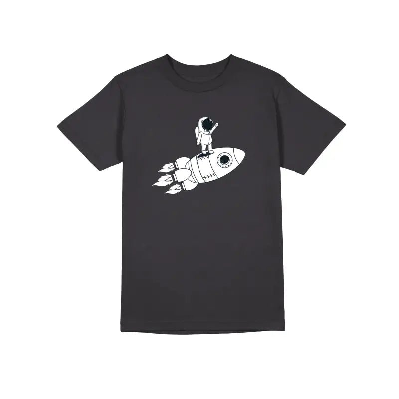 Rum And Rocket Waving Astronaut Herren T-Shirt Biobaumwolle - Schwarzer - Kaffee