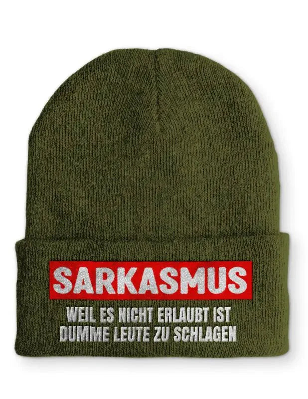Sarkasmus Weil es nicht erlaubt ist dumme Leute zu schlagen Statement Beanie Mütze mit Spruch - tshirtladen - Mütze