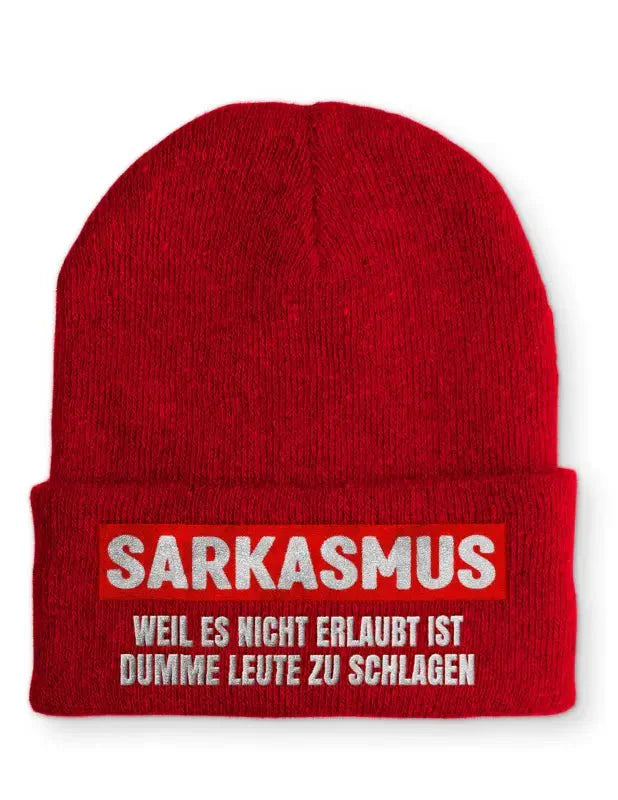 Sarkasmus Weil es nicht erlaubt ist dumme Leute zu schlagen Statement Beanie Mütze mit Spruch - tshirtladen - Mütze