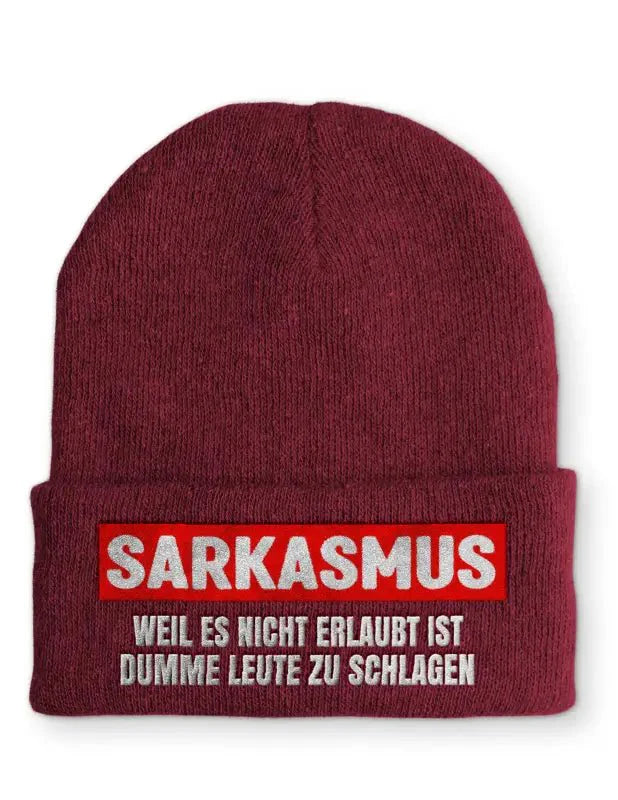 Sarkasmus Weil es nicht erlaubt ist dumme Leute zu schlagen Statement Beanie Mütze mit Spruch - tshirtladen - Mütze