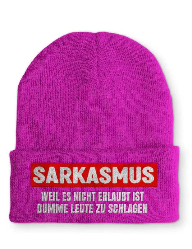 Sarkasmus Weil es nicht erlaubt ist dumme Leute zu schlagen Statement Beanie Mütze mit Spruch - tshirtladen - Mütze