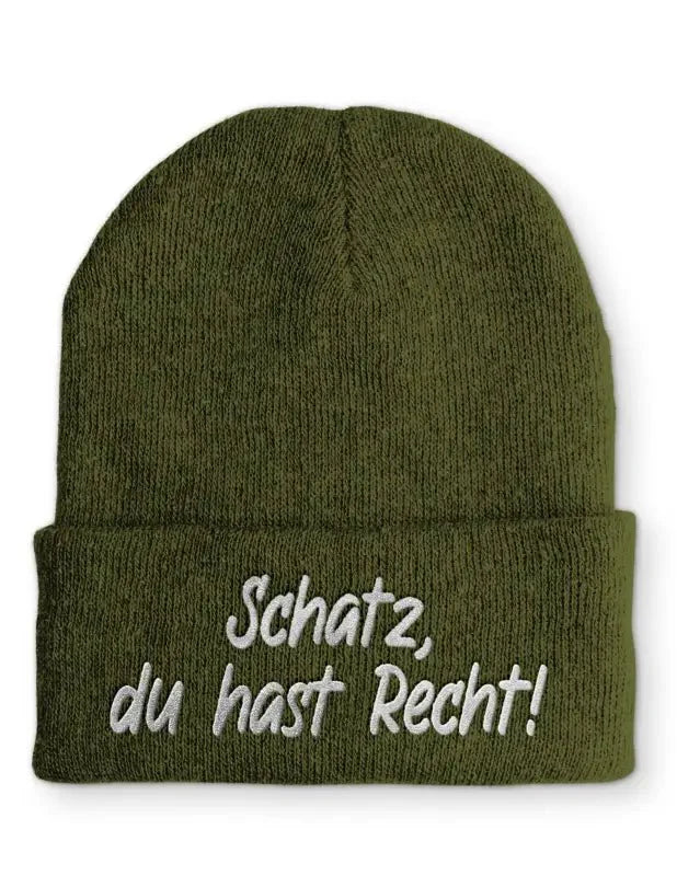 Schatz, du hast Recht! Statement Beanie Mütze mit Spruch - tshirtladen - Mütze