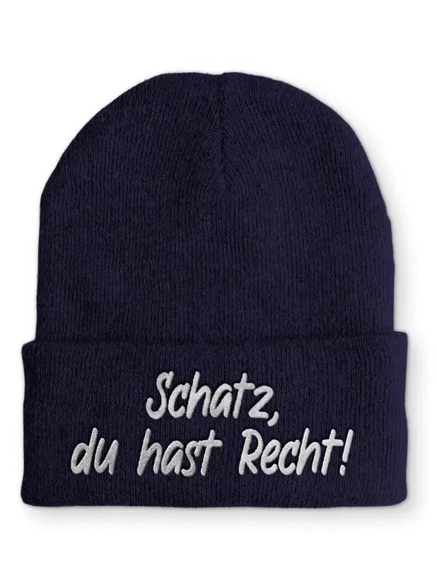 Schatz, du hast Recht! Statement Beanie Mütze mit Spruch - tshirtladen - Mütze