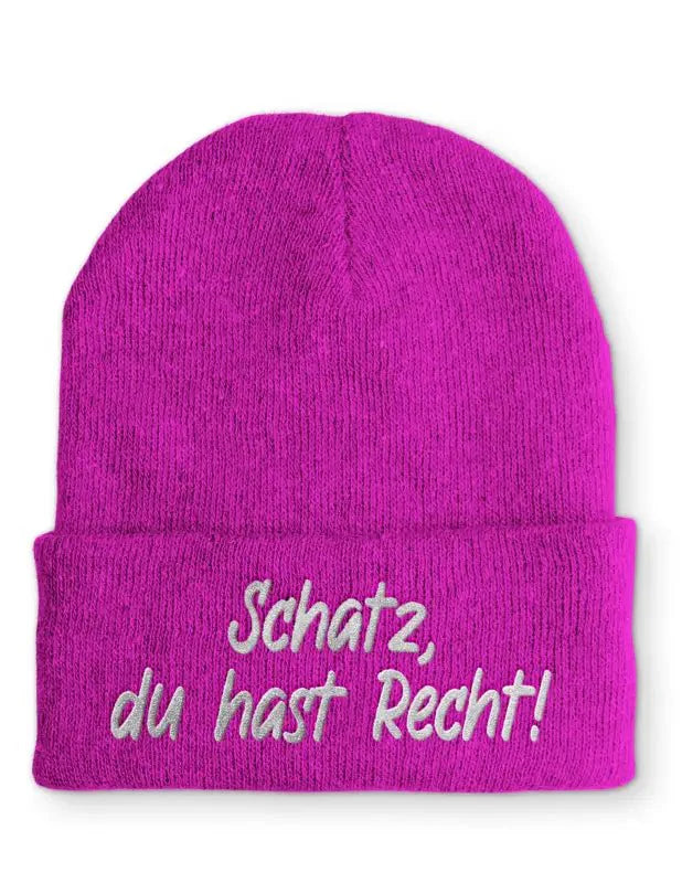 Schatz, du hast Recht! Statement Beanie Mütze mit Spruch - tshirtladen - Mütze