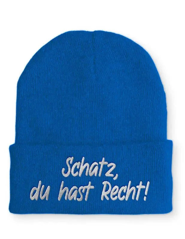 Schatz, du hast Recht! Statement Beanie Mütze mit Spruch - tshirtladen - Mütze