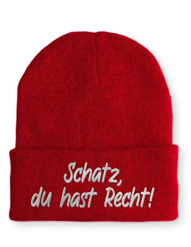 Schatz, du hast Recht! Statement Beanie Mütze mit Spruch - tshirtladen - Mütze