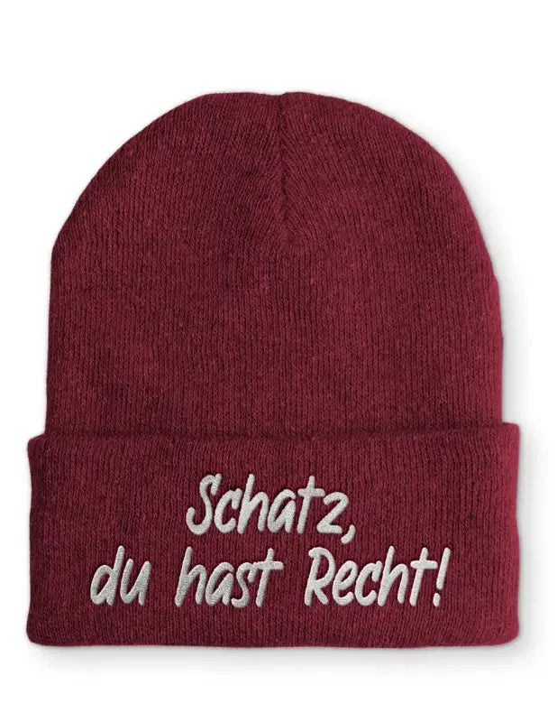 Schatz, du hast Recht! Statement Beanie Mütze mit Spruch - tshirtladen - Mütze