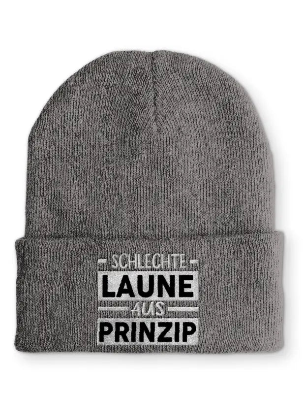 Schlechte Laune aus Prinzip Statement Beanie Mütze mit Spruch - tshirtladen - Mütze