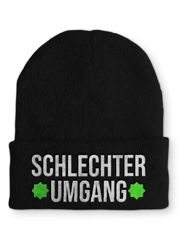 Schlechter Umgang Statement Beanie Mütze mit Spruch - tshirtladen - Mütze