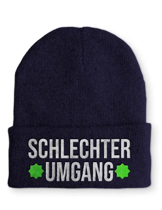 Schlechter Umgang Statement Beanie Mütze mit Spruch - tshirtladen - Mütze