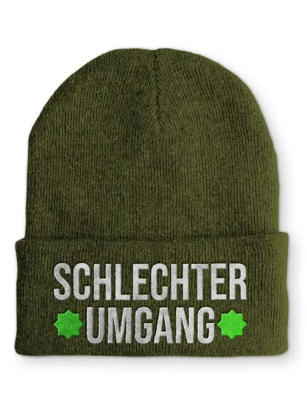 Schlechter Umgang Statement Beanie Mütze mit Spruch - tshirtladen - Mütze