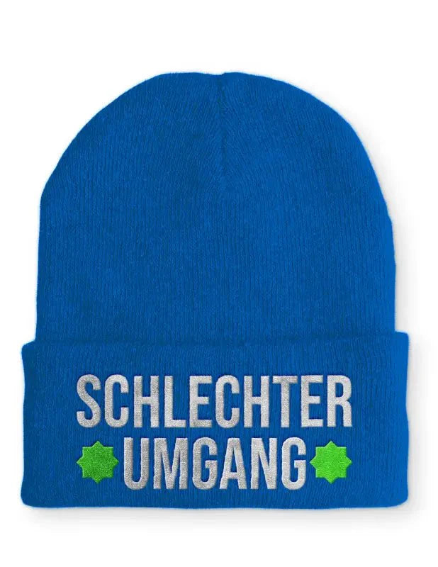 Schlechter Umgang Statement Beanie Mütze mit Spruch - tshirtladen - Mütze