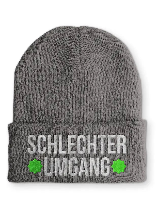 Schlechter Umgang Statement Beanie Mütze mit Spruch - tshirtladen - Mütze