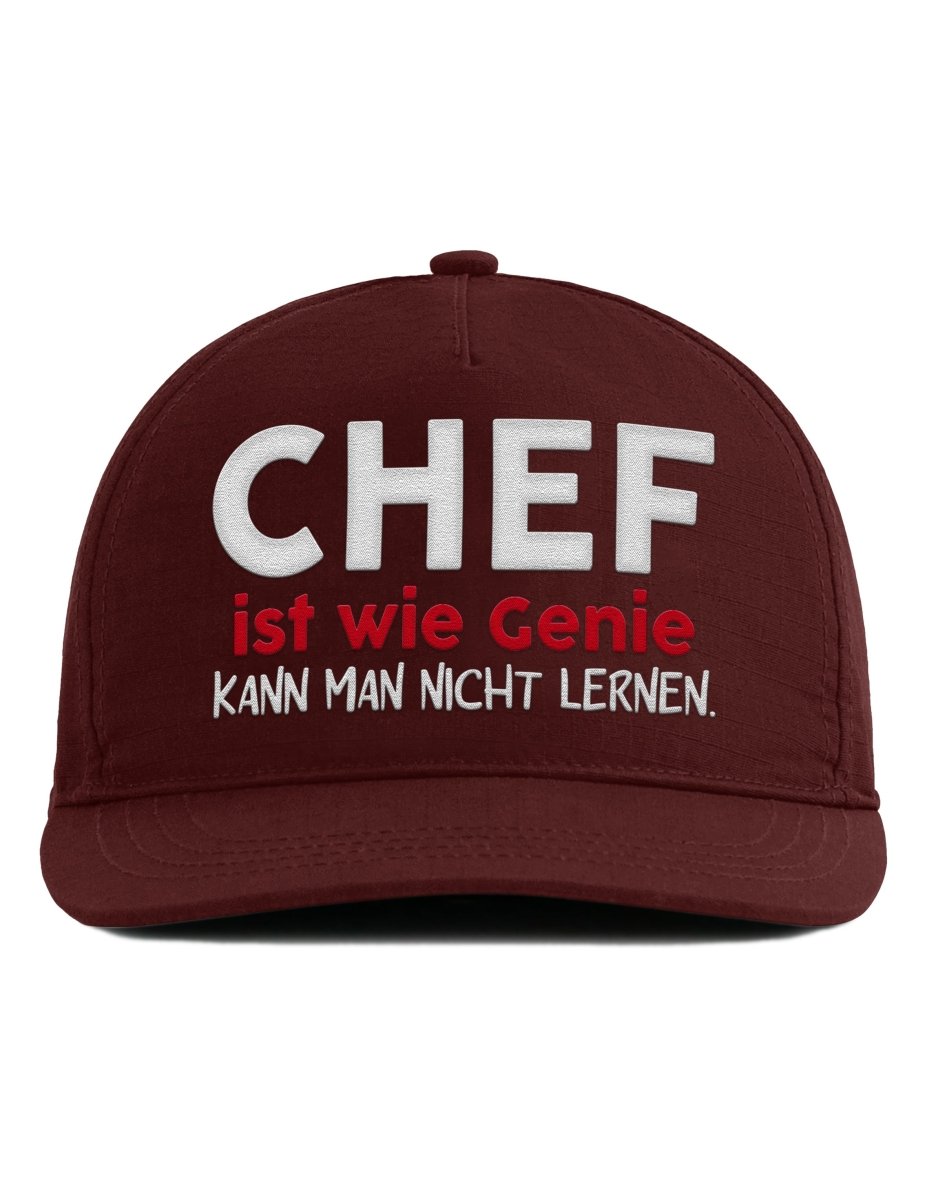 Snapback Cap – Chef ist wie Genie kann man nicht lernen – Unisex Basecap - Bestickt - Schwarzer - Kaffee