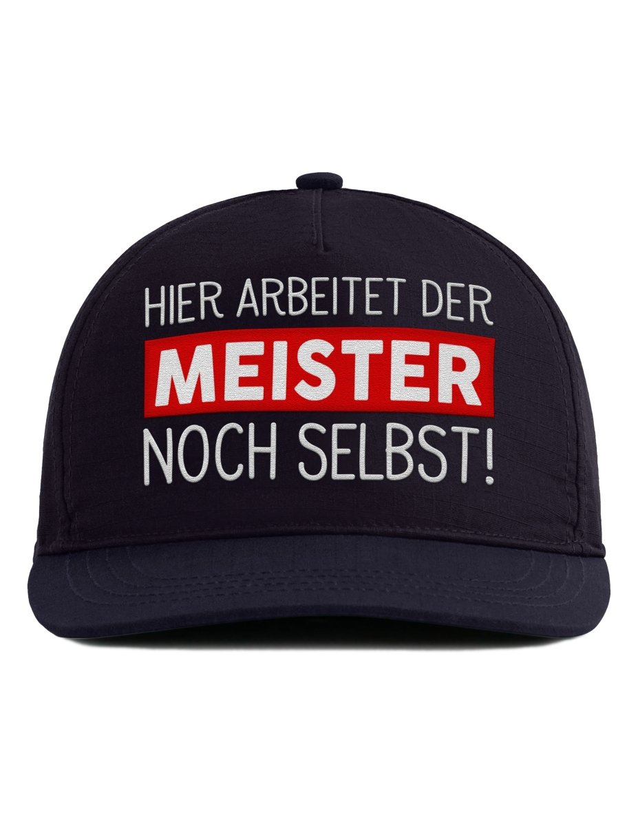 Snapback Cap – Hier arbeitet der Meister noch selbst – Unisex Basecap - Bestickt - Schwarzer - Kaffee