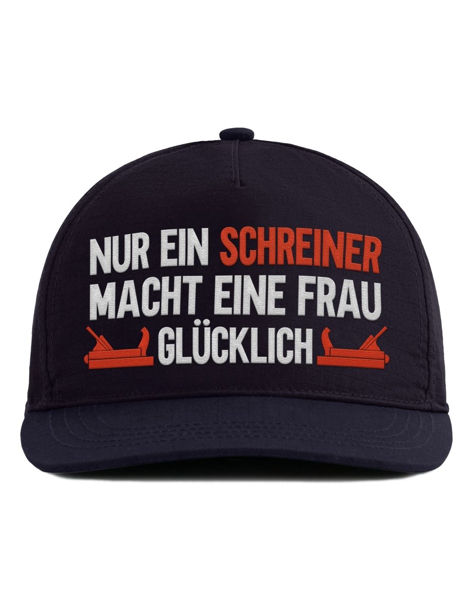 Snapback Cap – Nur ein Schreiner macht eine Frau glücklich – Unisex Basecap - Bestickt - Schwarzer - Kaffee