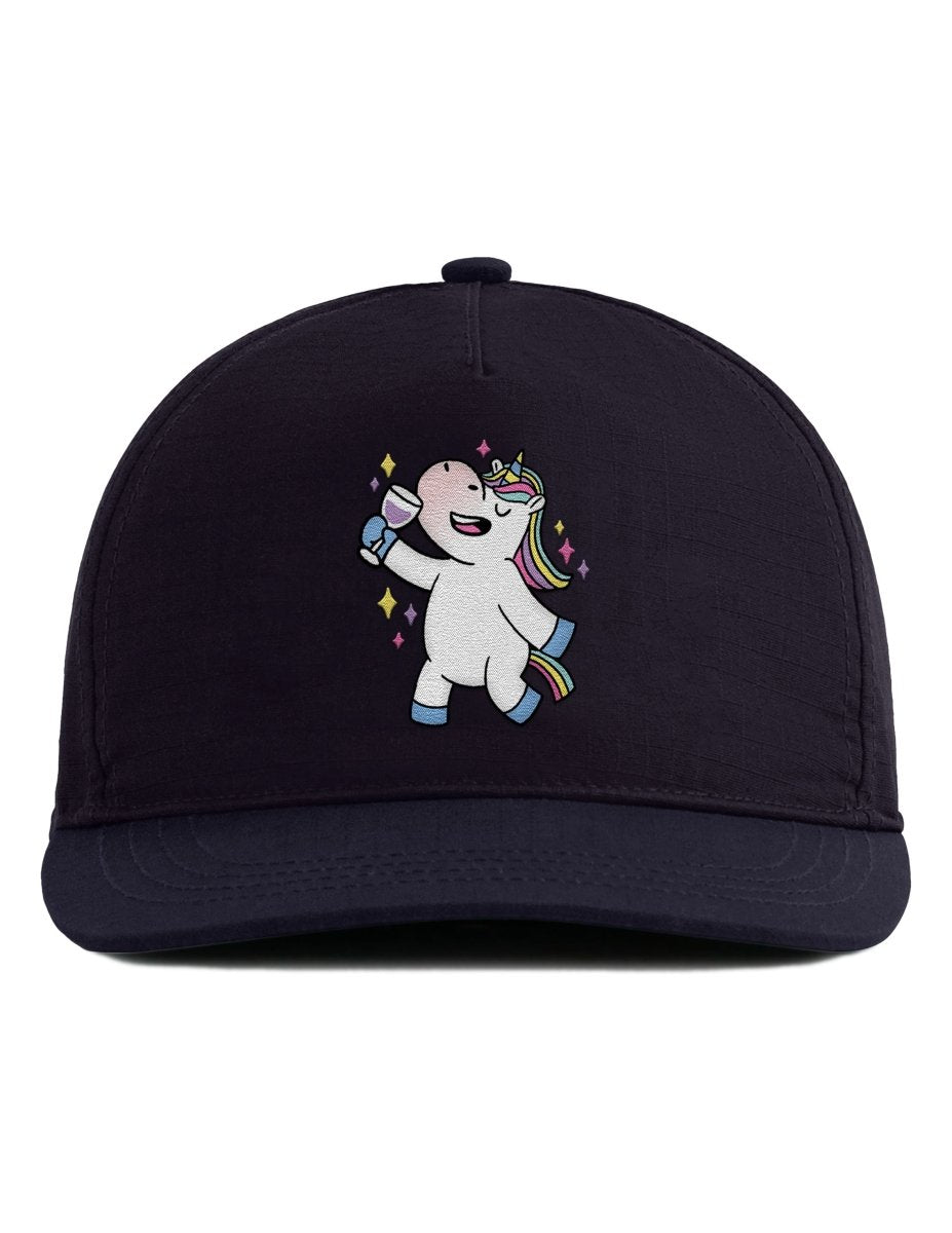 Snapback Cap – Party Einhorn – Unisex - Bestickt - Schwarzer - Kaffee