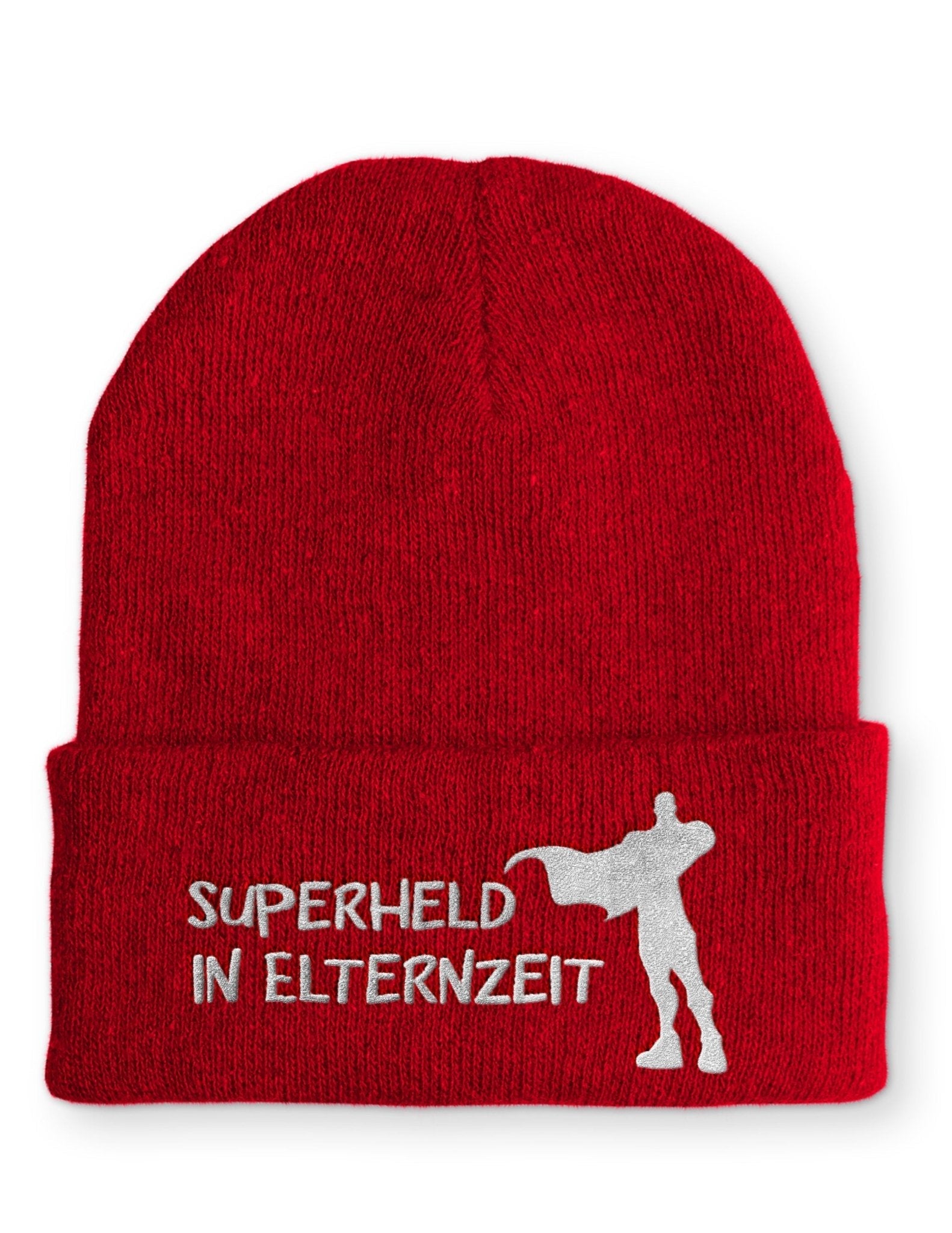 Superheld in Elternzeit Beanie Mütze mit Spruch - tshirtladen - Mütze
