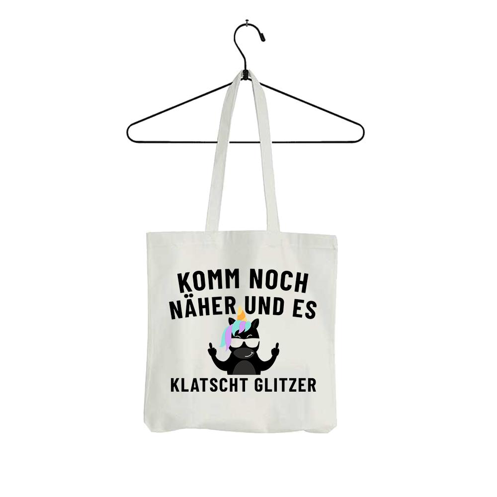Tasche Komm noch näher und es klatscht Glitzer - Schwarzer - Kaffee