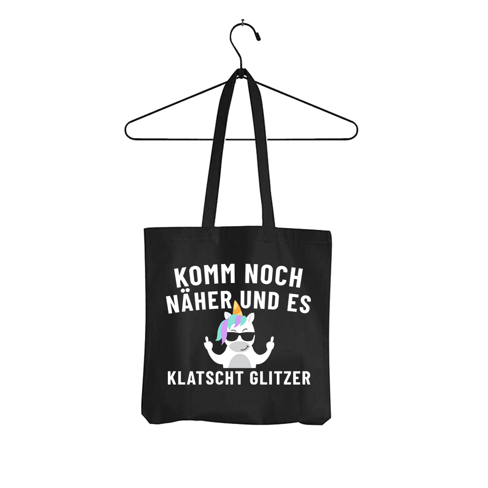 Tasche Komm noch näher und es klatscht Glitzer - Schwarzer - Kaffee