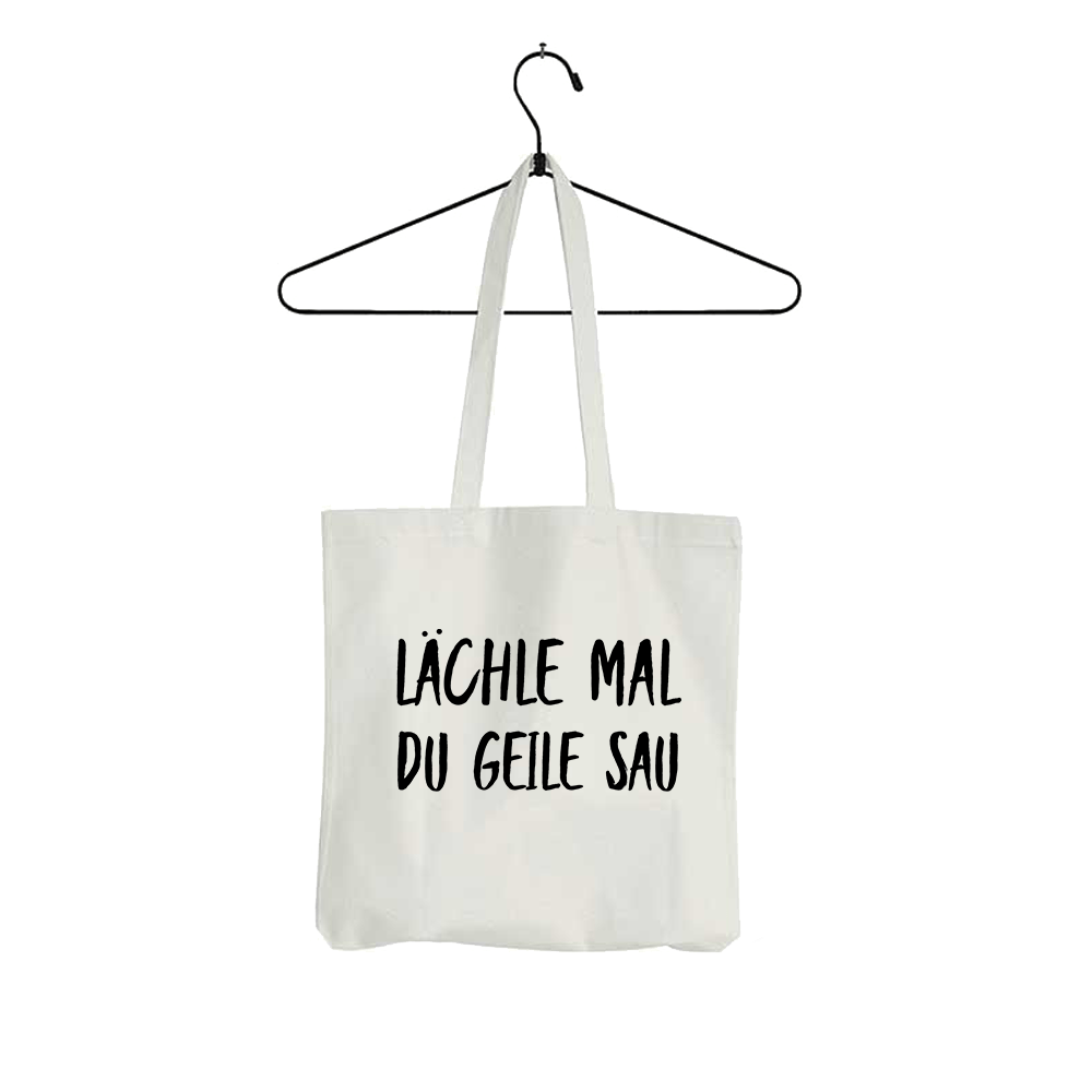 Tasche Lächle mal du geile Sau - Schwarzer - Kaffee