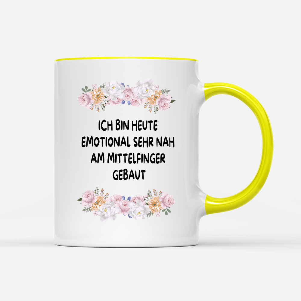 Tasse Blumen Emotional sehr nah am Mittelfinger - Schwarzer - Kaffee