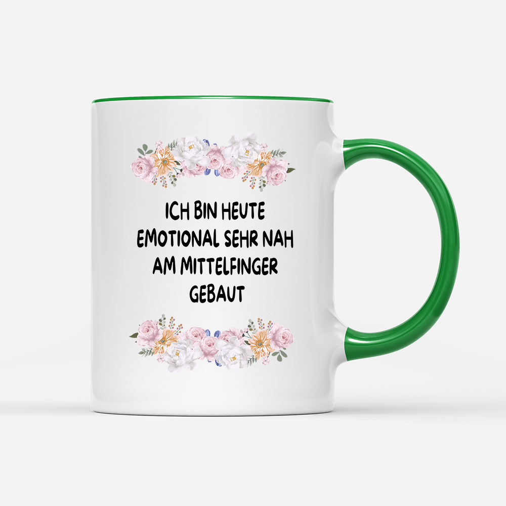 Tasse Blumen Emotional sehr nah am Mittelfinger - Schwarzer - Kaffee