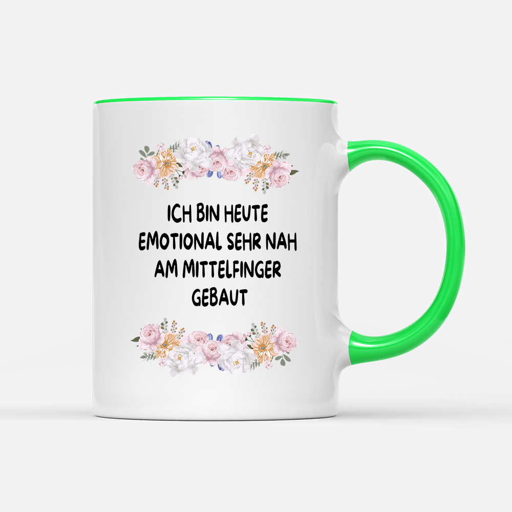 Tasse Blumen Emotional sehr nah am Mittelfinger - Schwarzer - Kaffee