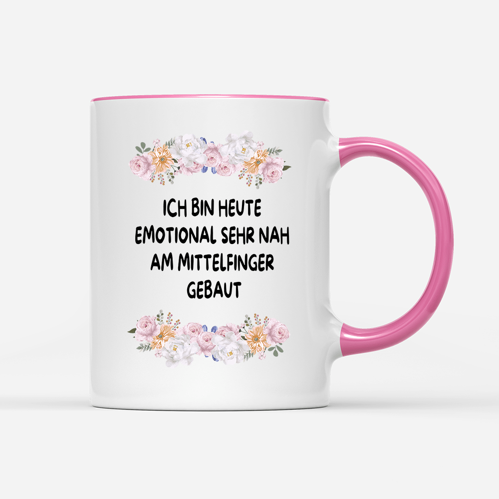 Tasse Blumen Emotional sehr nah am Mittelfinger - Schwarzer - Kaffee