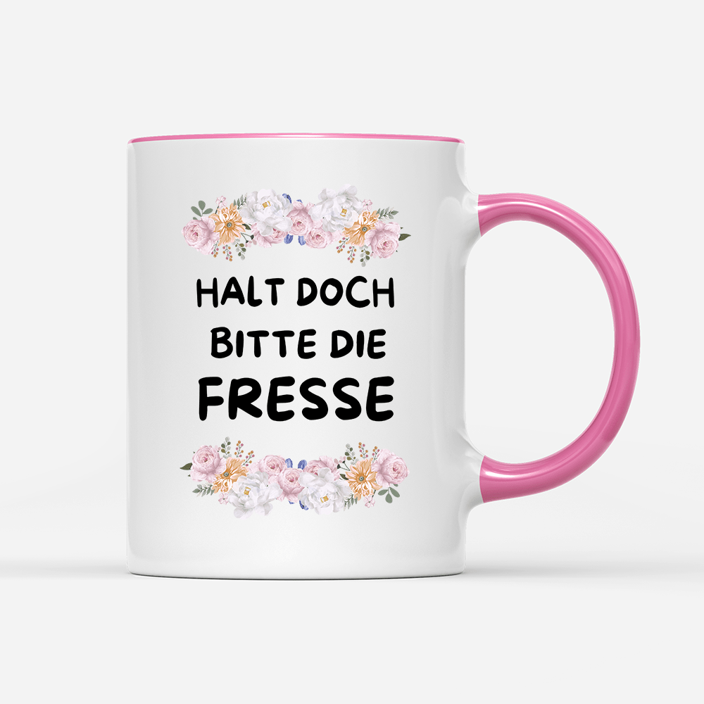 Tasse Blumen Halt doch bitte die Fresse - Schwarzer - Kaffee