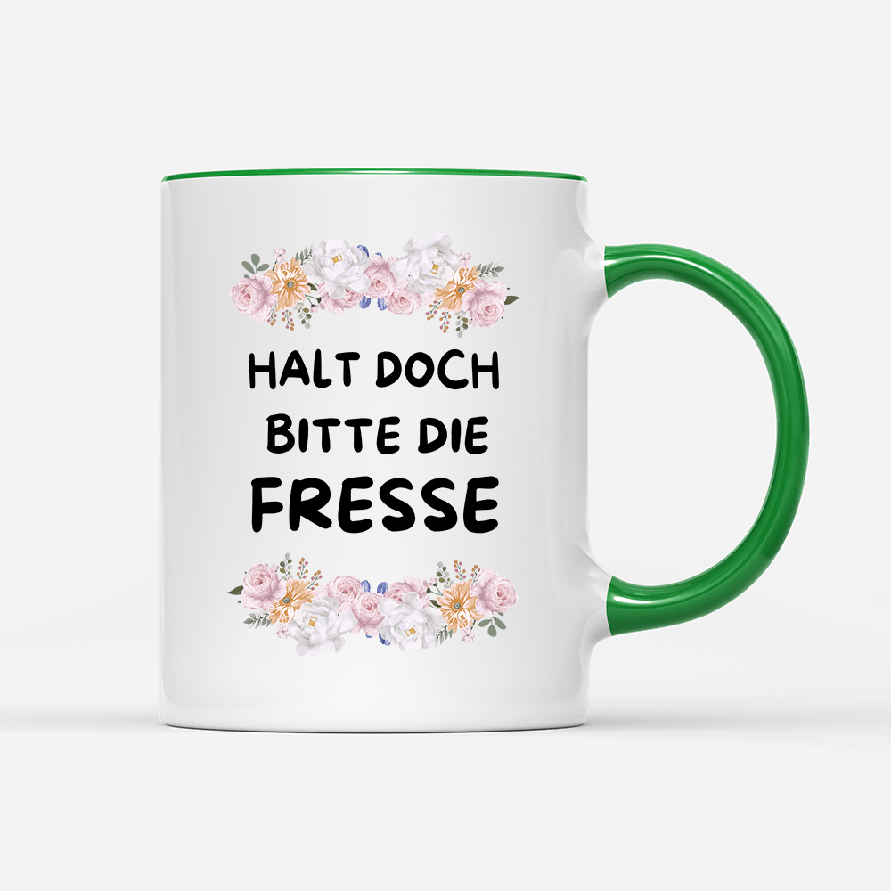 Tasse Blumen Halt doch bitte die Fresse - Schwarzer - Kaffee