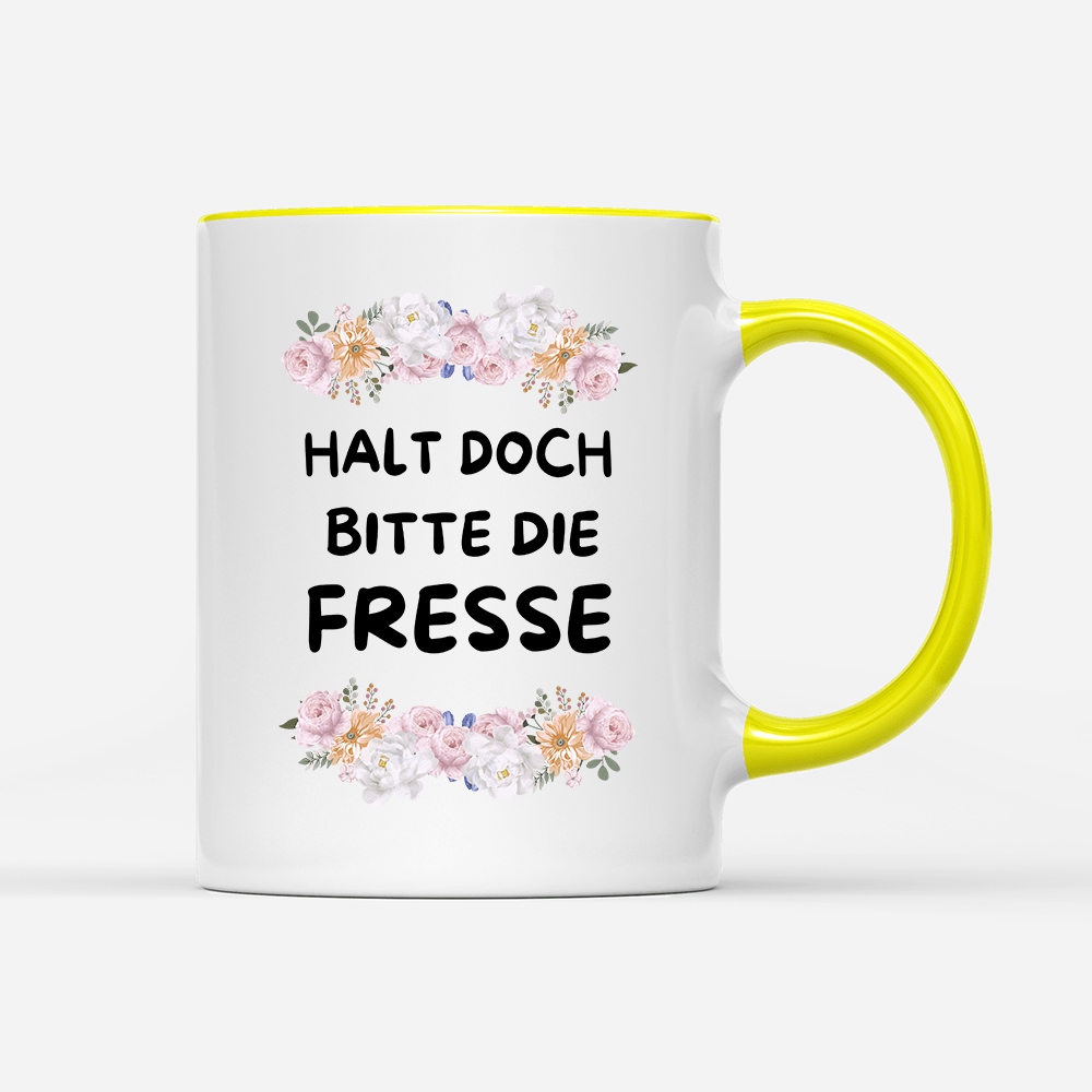 Tasse Blumen Halt doch bitte die Fresse - Schwarzer - Kaffee