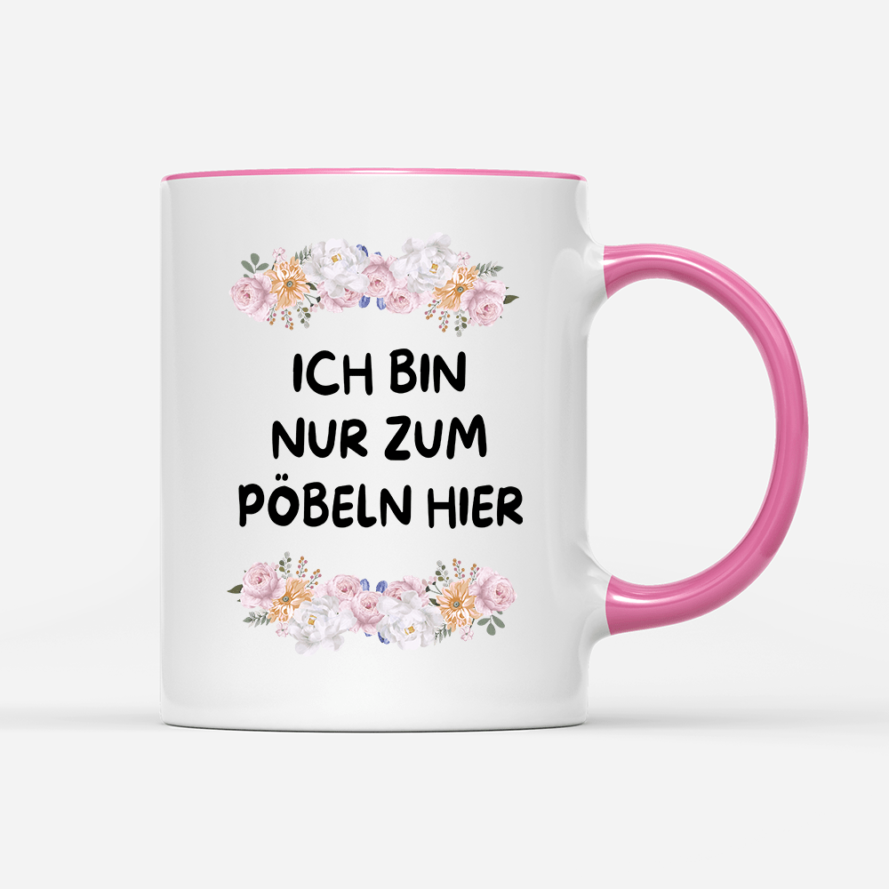 Tasse Blumen ich bin nur zum pöbeln hier - Schwarzer - Kaffee