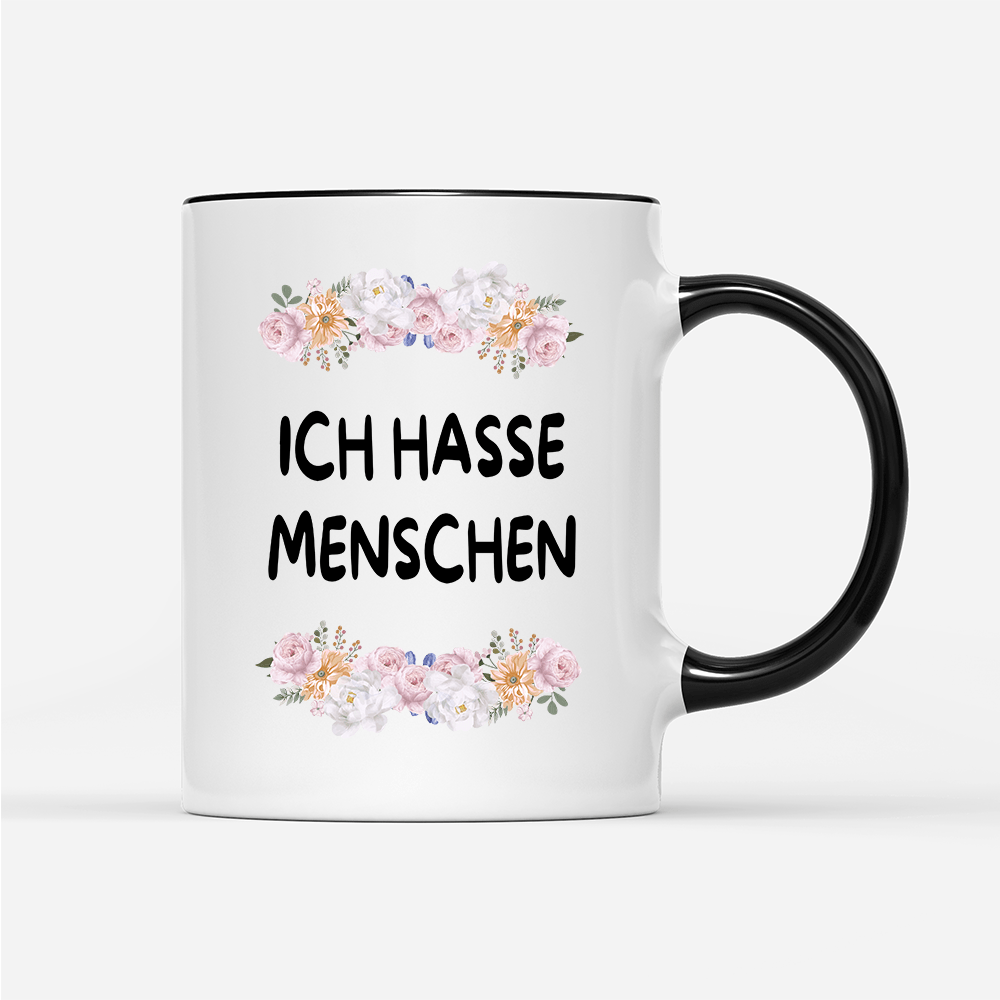 Tasse Blumen ich hasse Menschen - Schwarzer - Kaffee